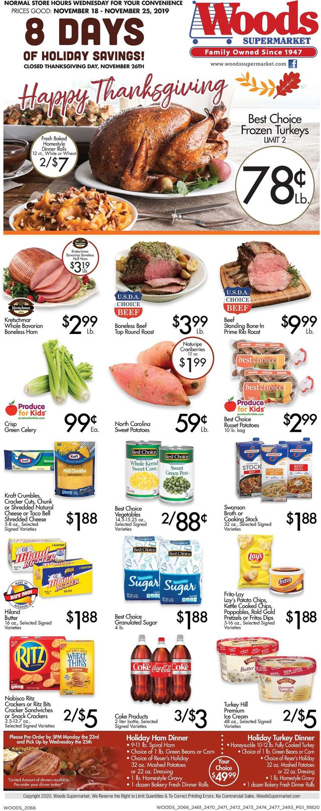 Woods Supermarket Ad from 11/18/2020