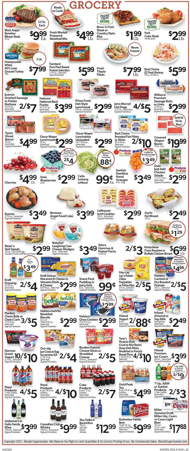 Woods Supermarket Ad from 01/06/2021