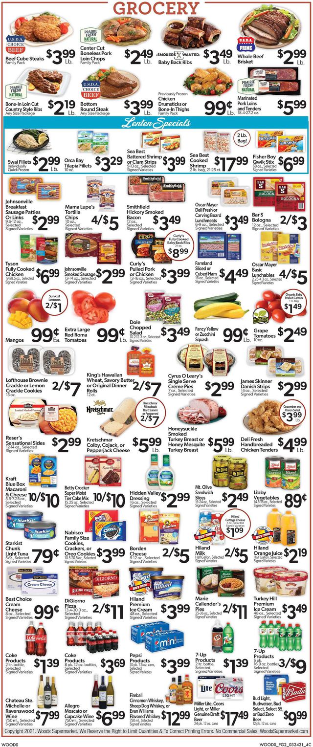 Woods Supermarket Ad from 03/24/2021