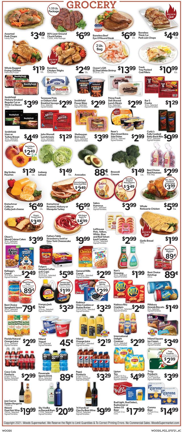 Woods Supermarket Ad from 07/07/2021