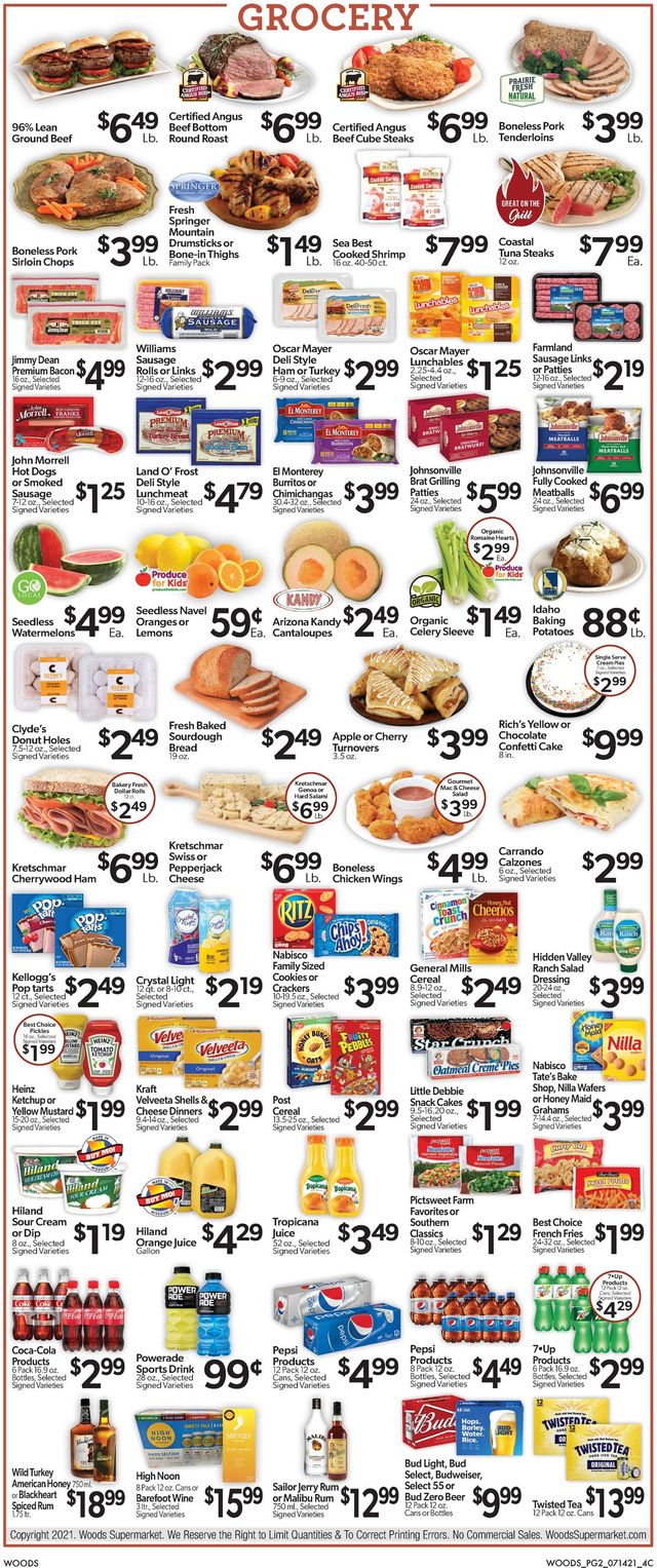 Woods Supermarket Ad from 07/14/2021