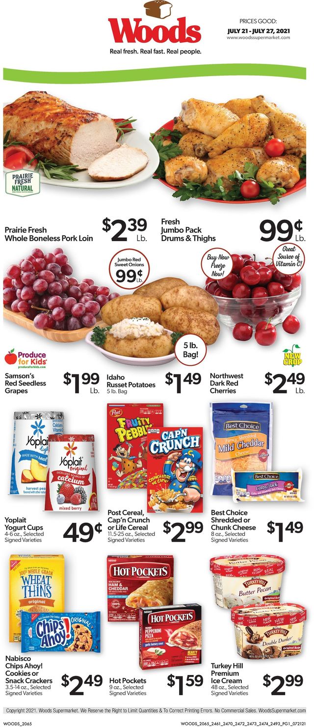 Woods Supermarket Ad from 07/21/2021