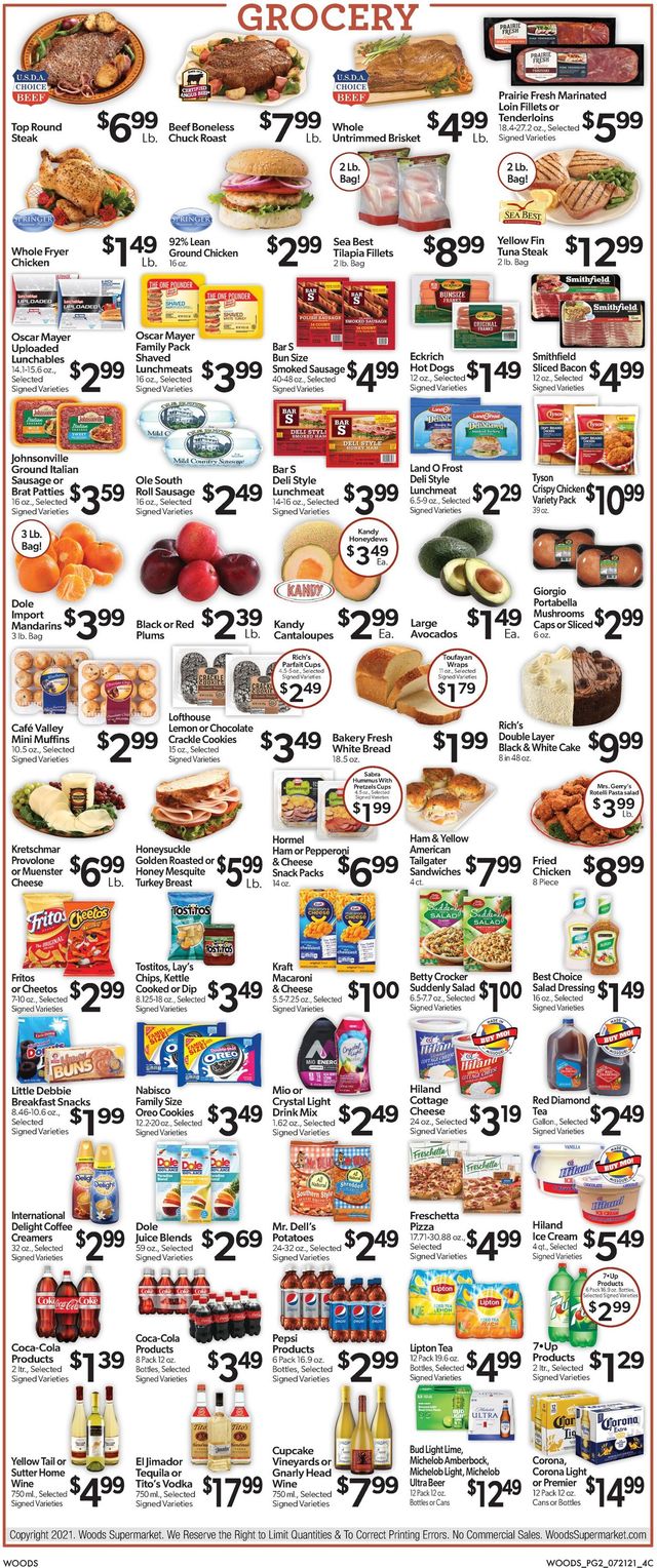 Woods Supermarket Ad from 07/21/2021