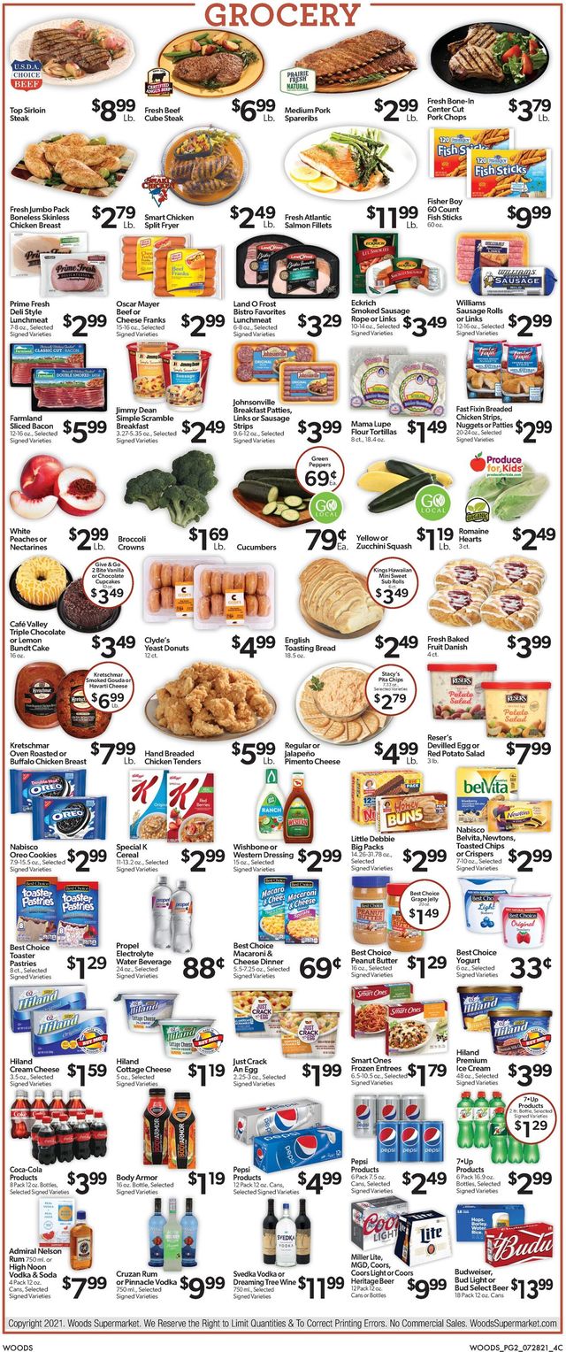 Woods Supermarket Ad from 07/28/2021