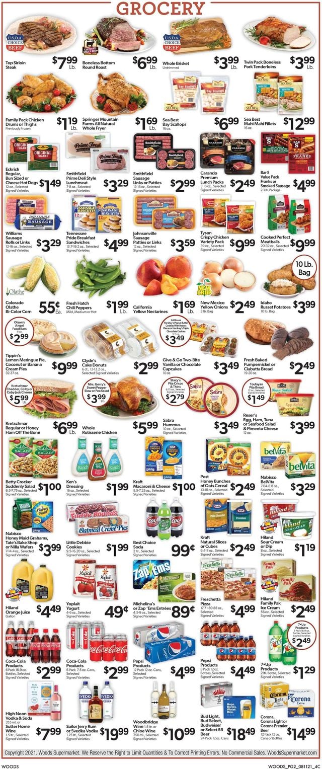 Woods Supermarket Ad from 08/11/2021
