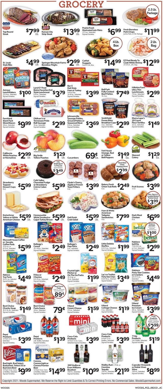 Woods Supermarket Ad from 08/25/2021