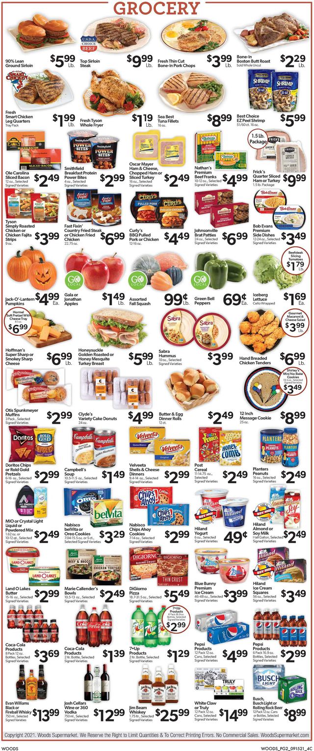 Woods Supermarket Ad from 09/15/2021