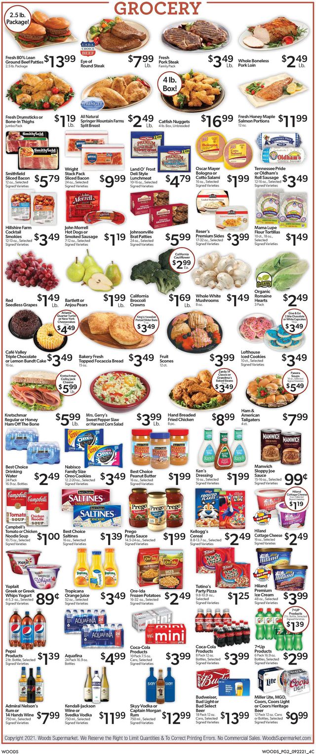 Woods Supermarket Ad from 09/22/2021