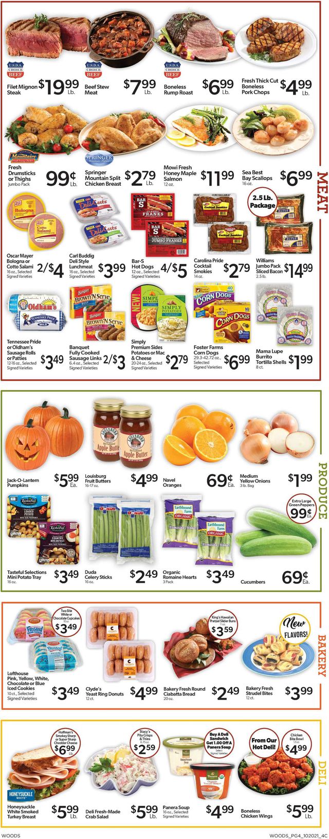 Woods Supermarket Ad from 10/20/2021