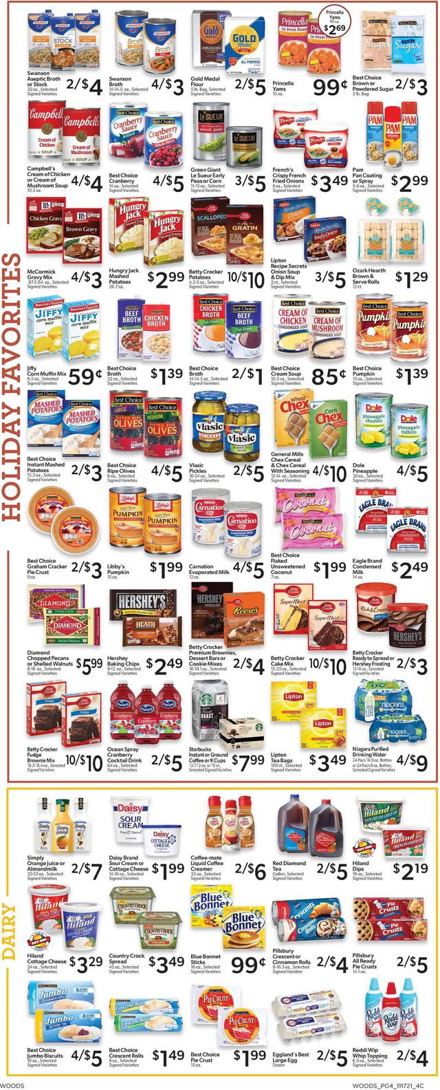Woods Supermarket Ad from 11/17/2021