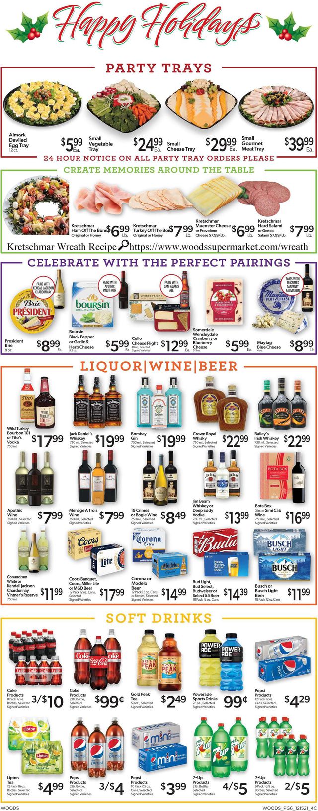 Woods Supermarket Ad from 12/15/2021