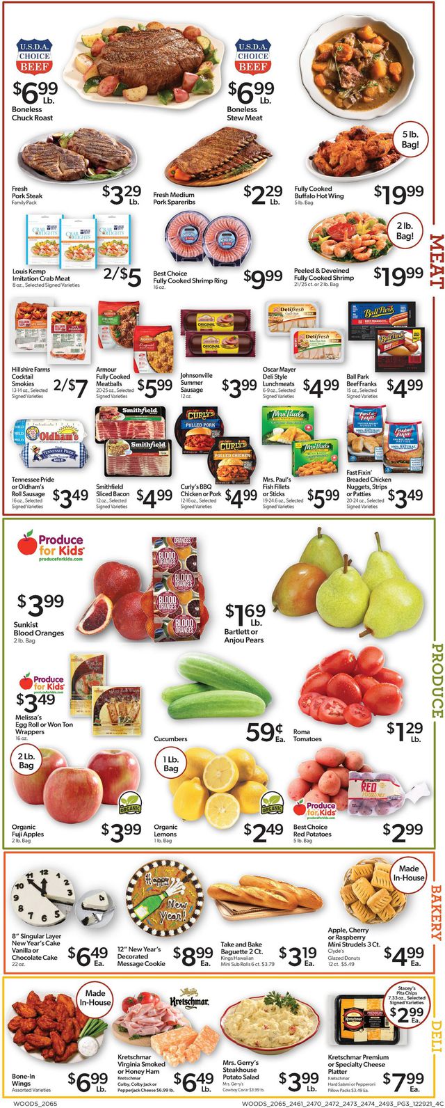 Woods Supermarket Ad from 12/29/2021