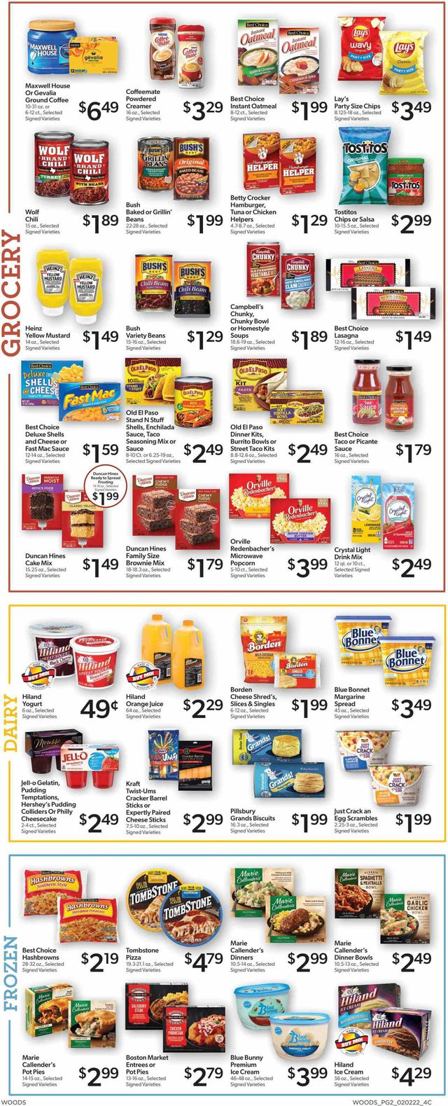 Woods Supermarket Ad from 02/09/2022