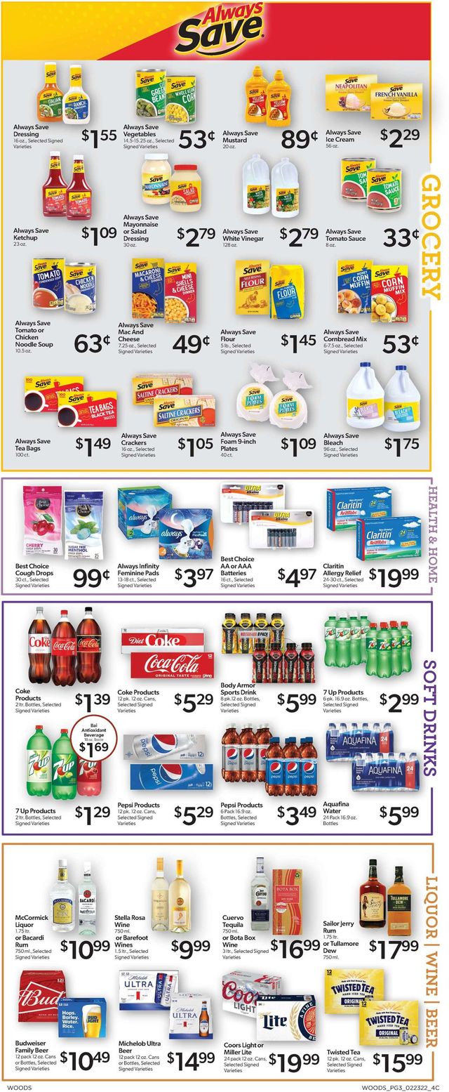 Woods Supermarket Ad from 02/23/2022