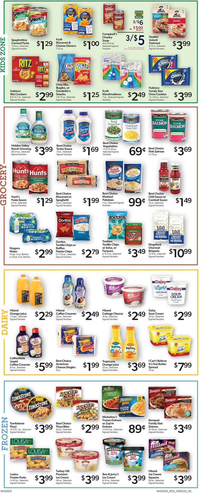 Woods Supermarket Ad from 03/02/2022