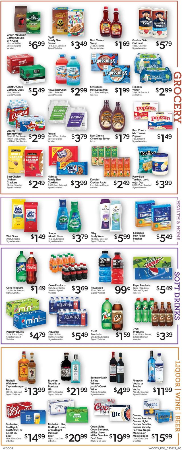 Woods Supermarket Ad from 03/09/2022