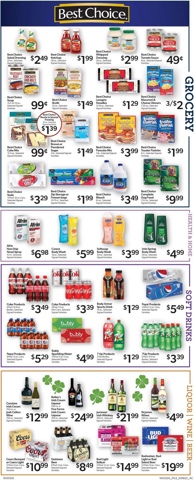 Woods Supermarket Ad from 03/16/2022