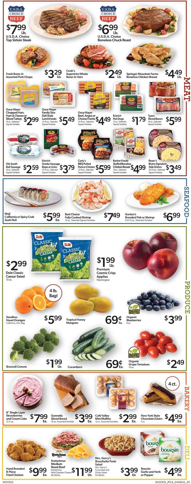 Woods Supermarket Ad from 04/06/2022
