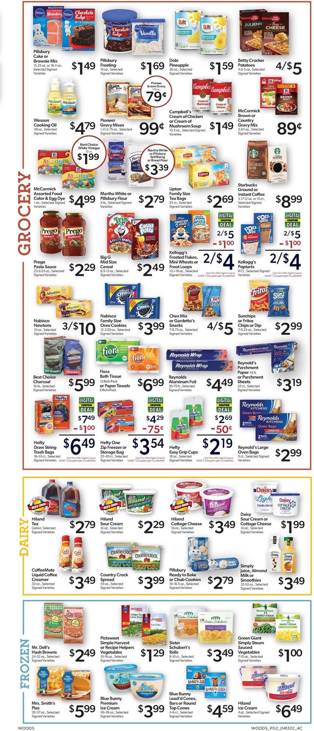 Woods Supermarket Ad from 04/13/2022