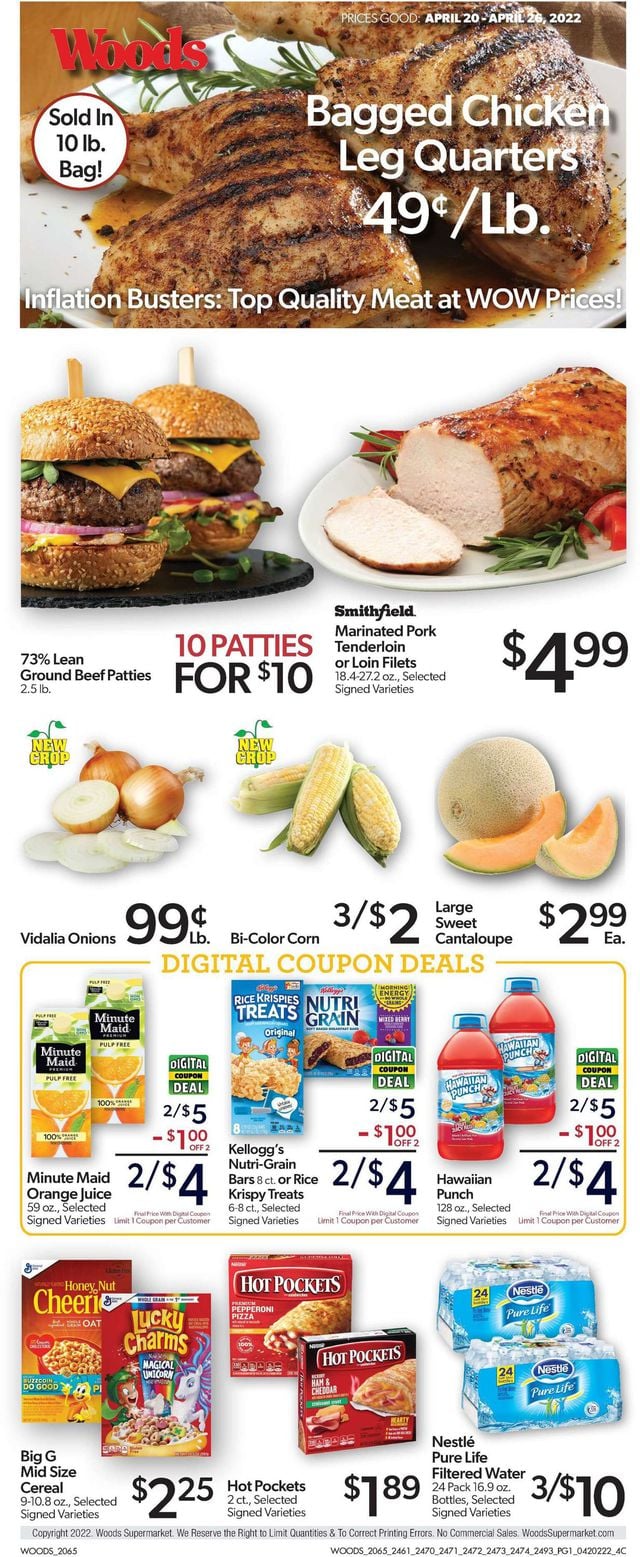 Woods Supermarket Ad from 04/20/2022