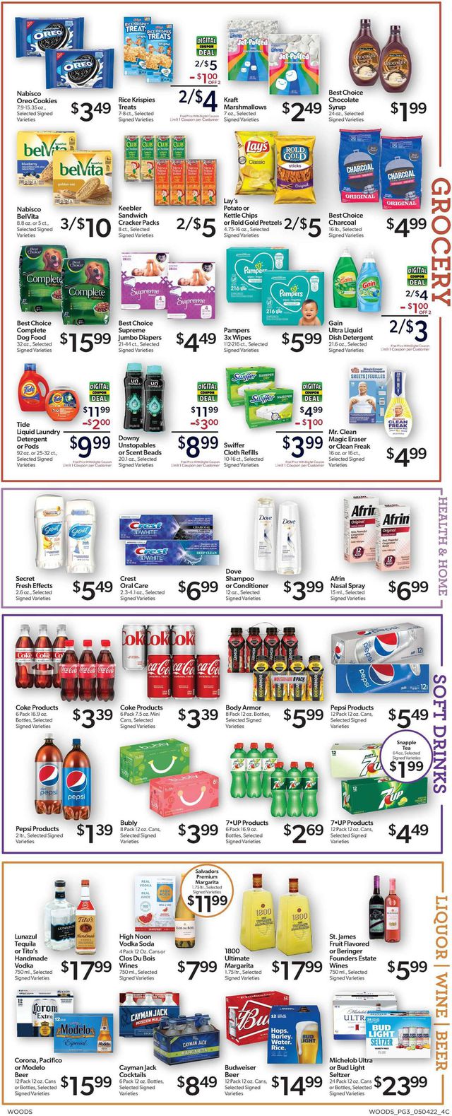 Woods Supermarket Ad from 05/04/2022