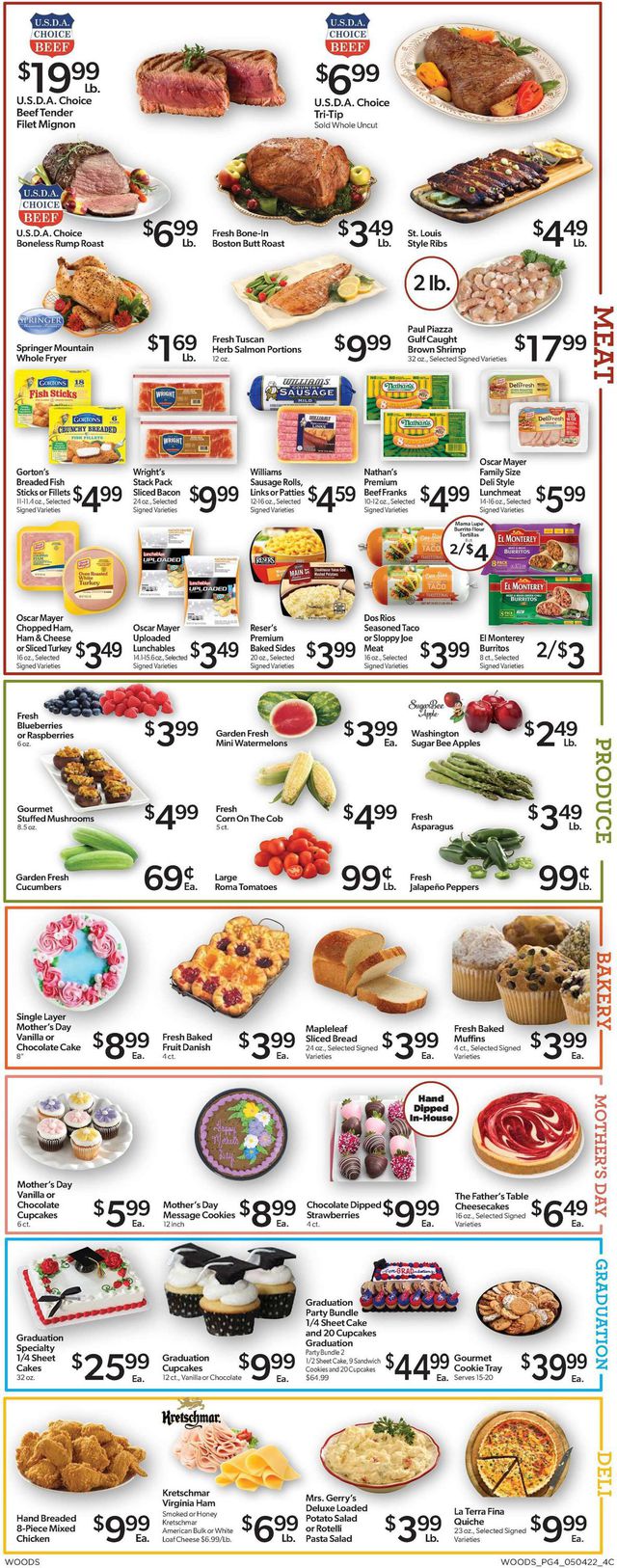 Woods Supermarket Ad from 05/04/2022