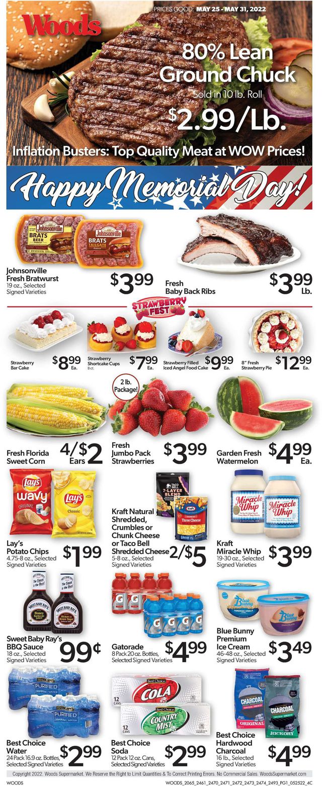Woods Supermarket Ad from 05/25/2022