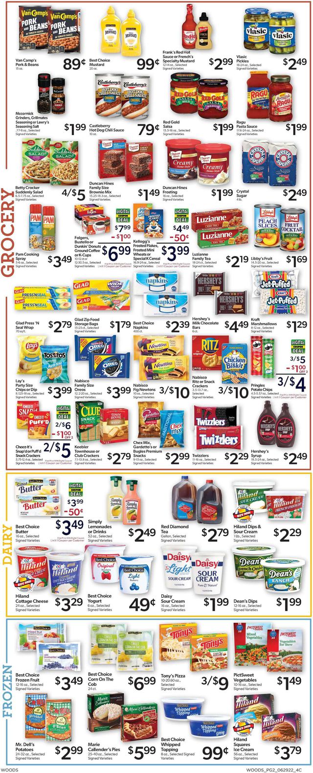 Woods Supermarket Ad from 06/29/2022