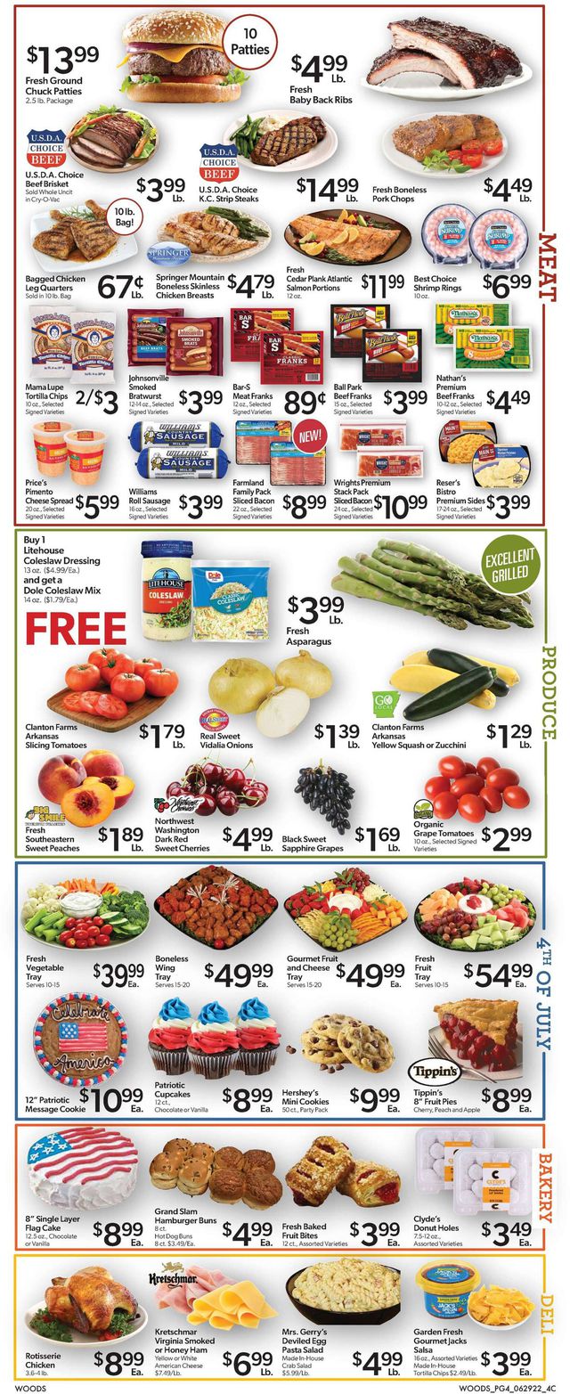 Woods Supermarket Ad from 06/29/2022