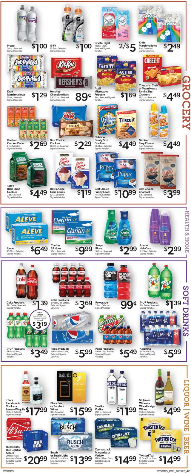 Woods Supermarket Ad from 07/13/2022