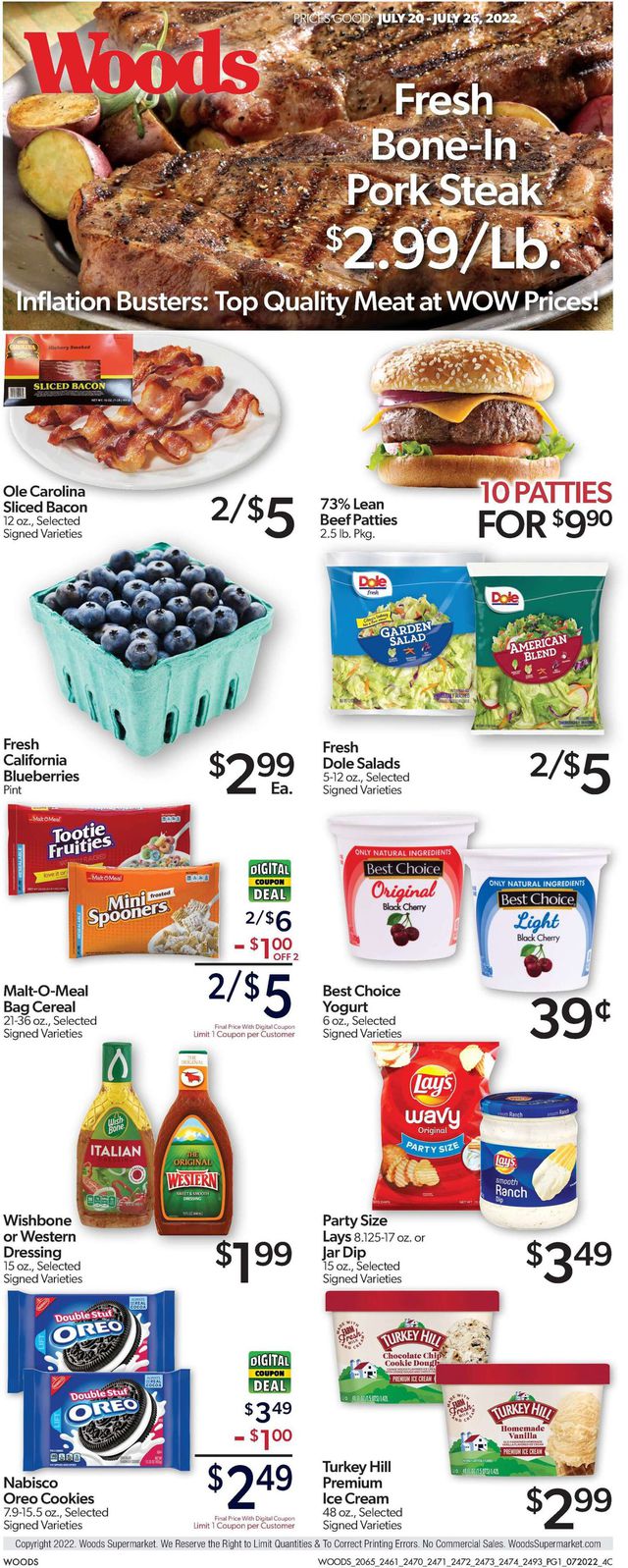 Woods Supermarket Ad from 07/20/2022