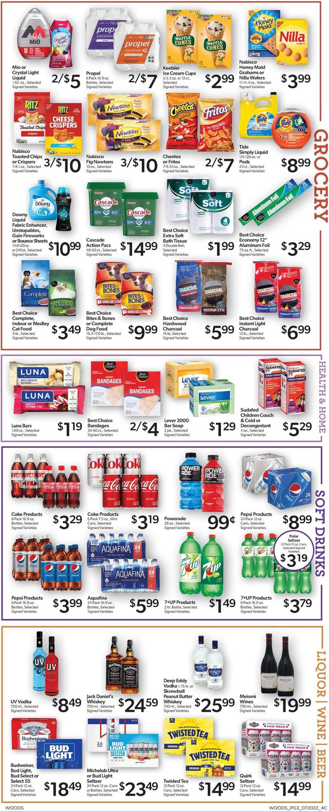 Woods Supermarket Ad from 07/20/2022