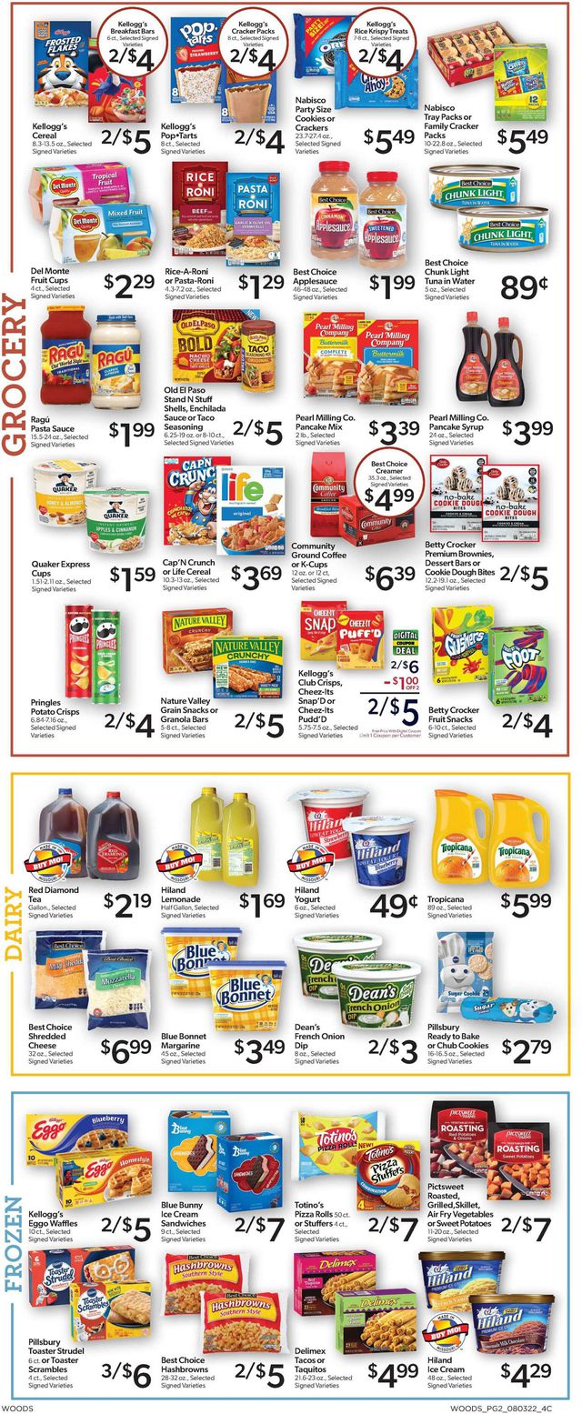 Woods Supermarket Ad from 08/03/2022