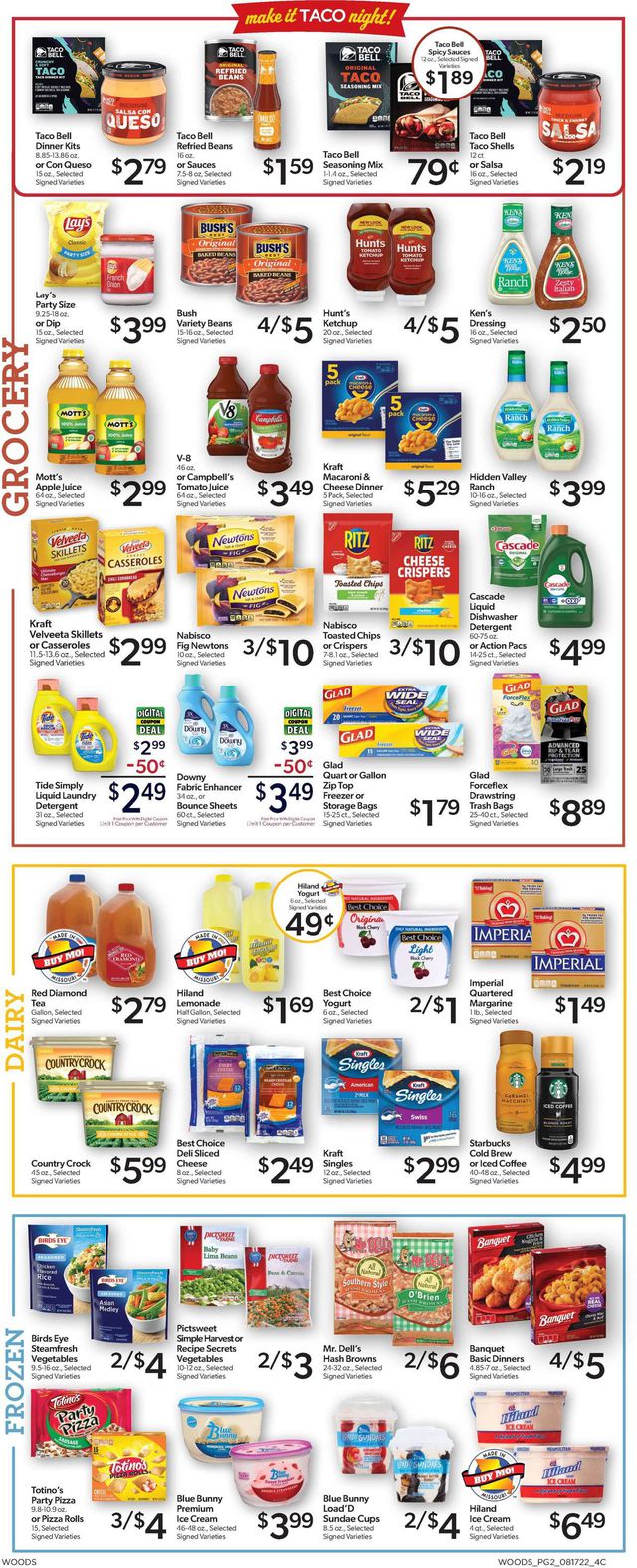 Woods Supermarket Ad from 08/17/2022