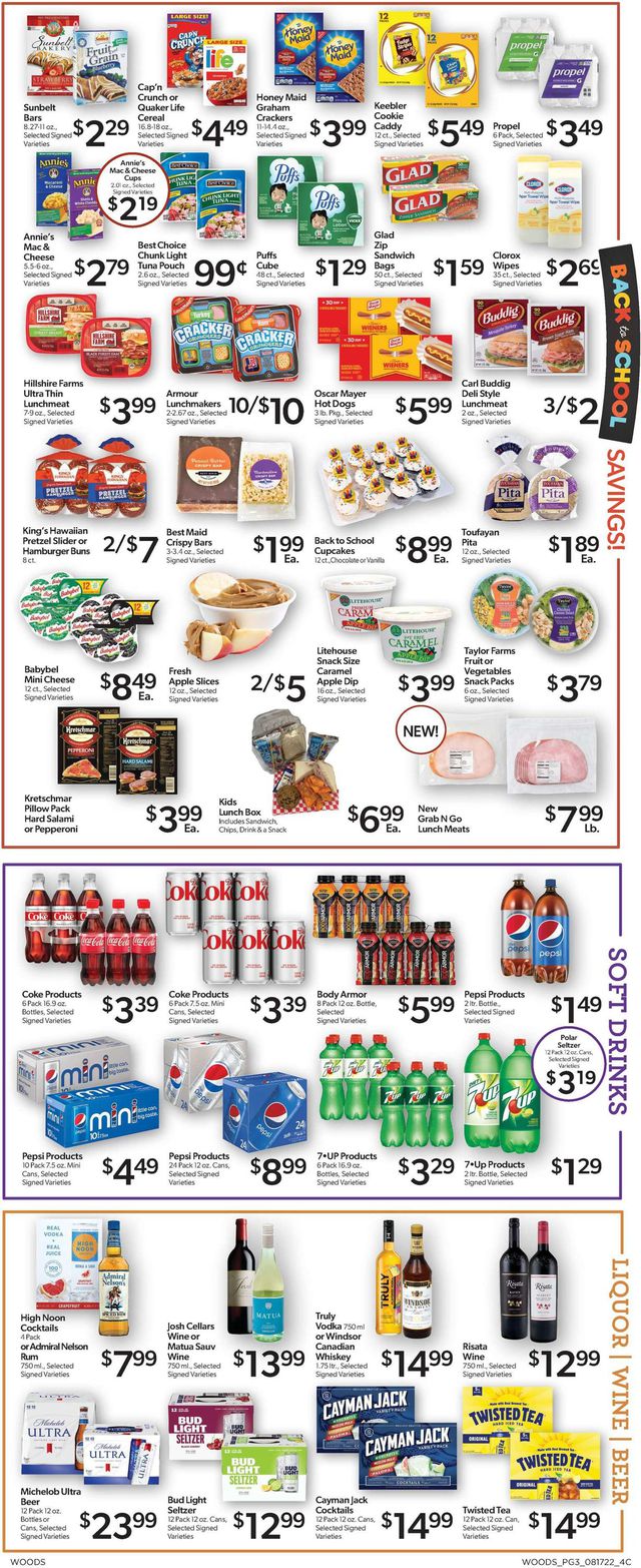 Woods Supermarket Ad from 08/17/2022