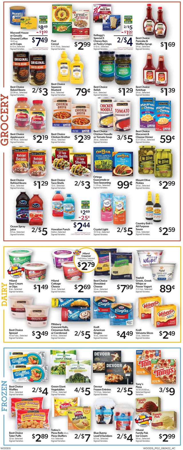 Woods Supermarket Ad from 08/24/2022