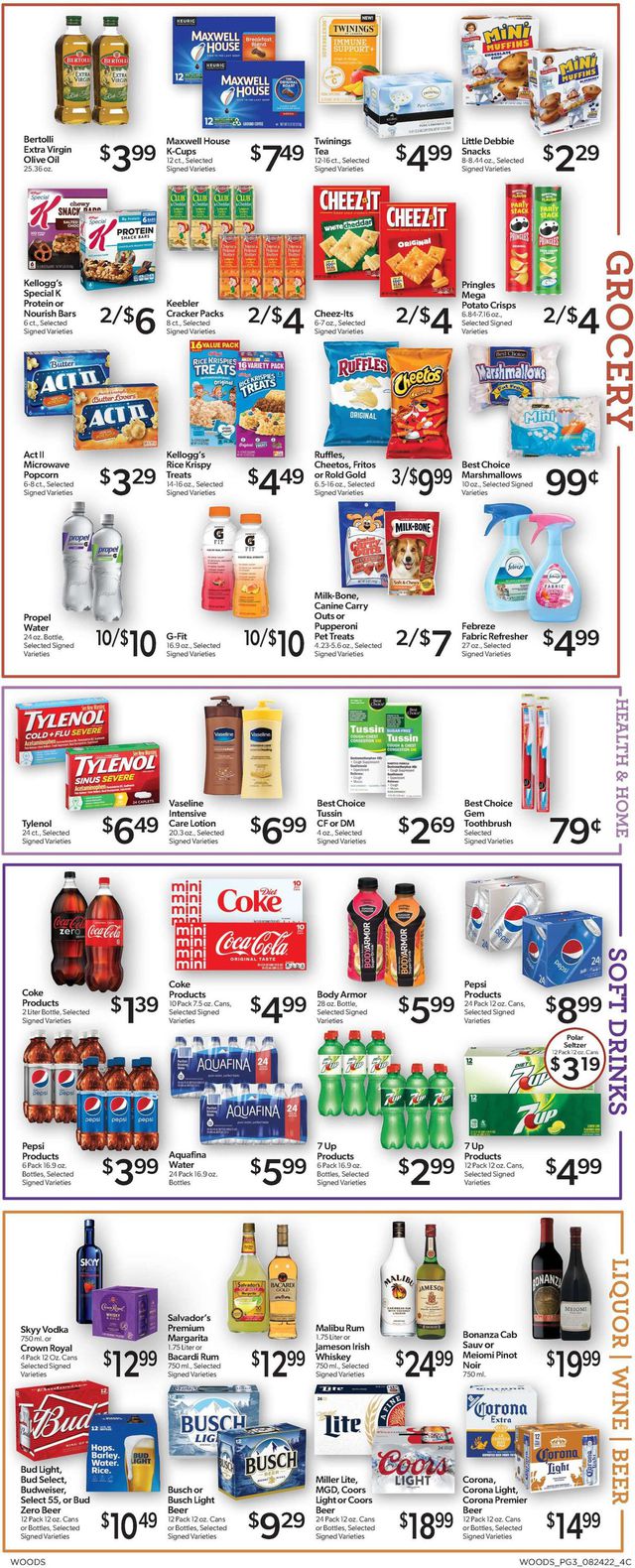 Woods Supermarket Ad from 08/24/2022