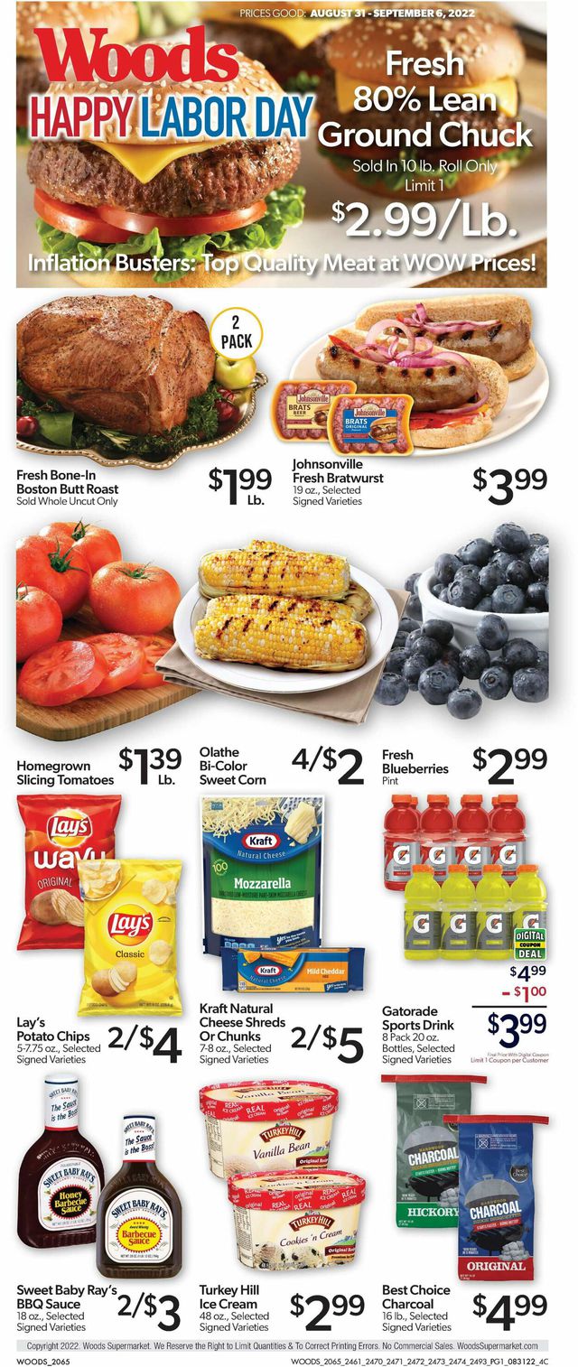 Woods Supermarket Ad from 08/31/2022