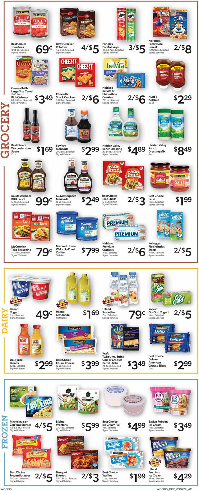 Woods Supermarket Ad from 09/07/2022