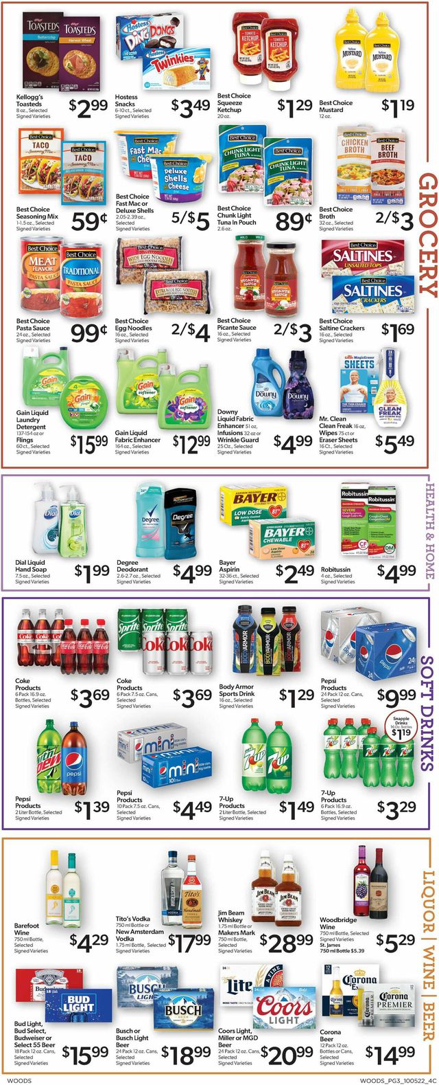 Woods Supermarket Ad from 10/05/2022