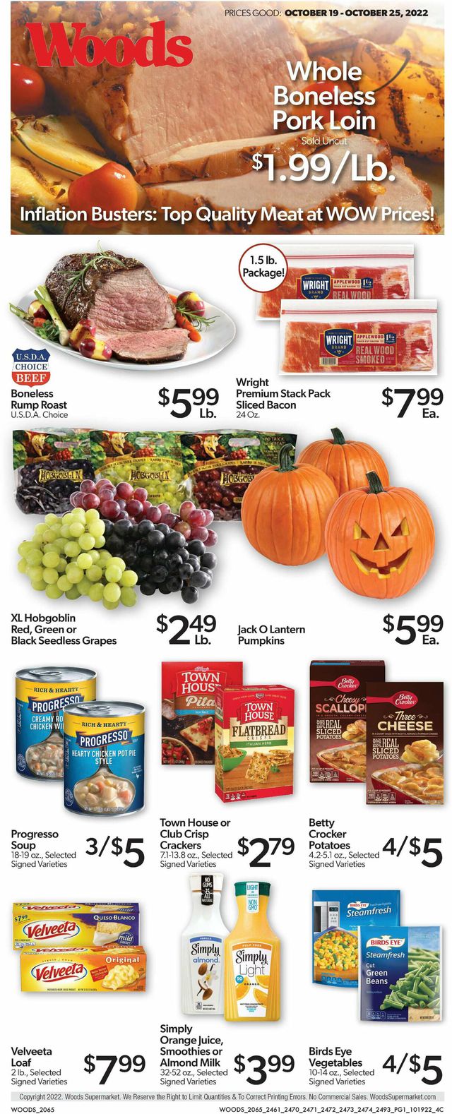 Woods Supermarket Ad from 10/19/2022