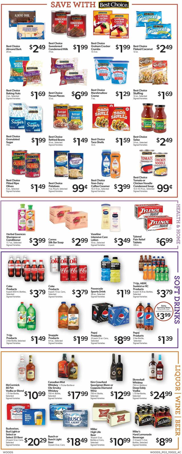 Woods Supermarket Ad from 11/30/2022