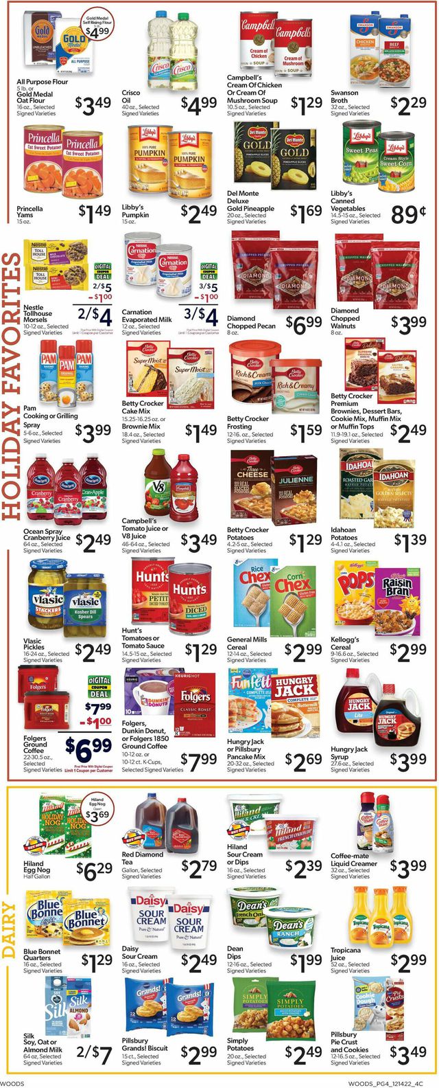 Woods Supermarket Ad from 12/14/2022