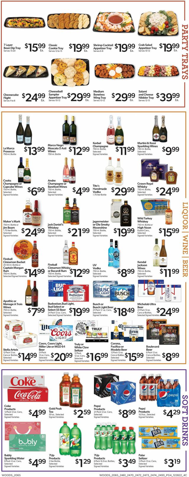 Woods Supermarket Ad from 12/28/2022