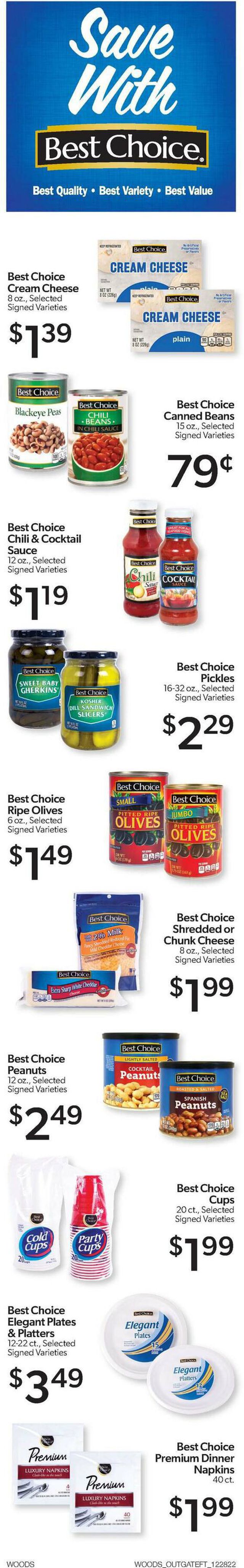 Woods Supermarket Ad from 12/28/2022