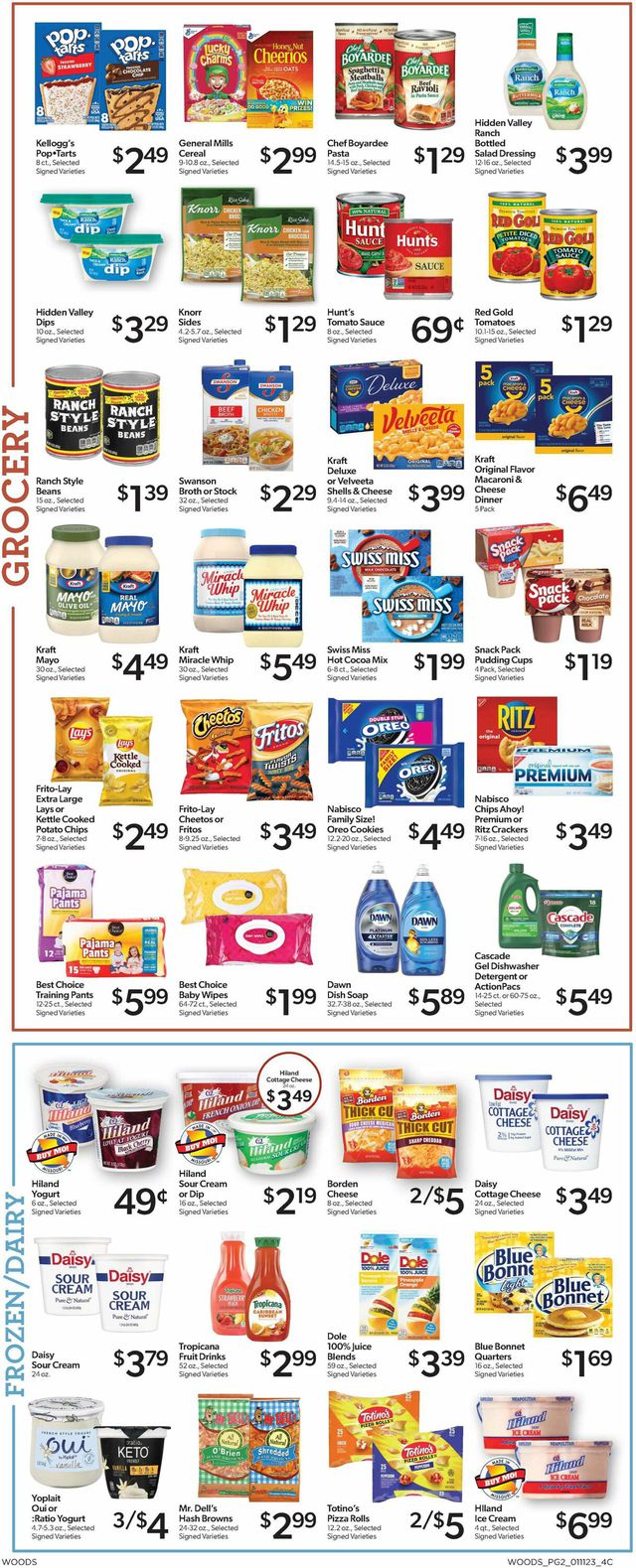 Woods Supermarket Ad from 01/11/2023