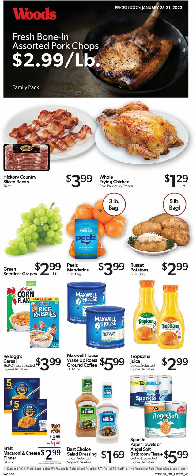 Woods Supermarket Ad from 01/25/2023