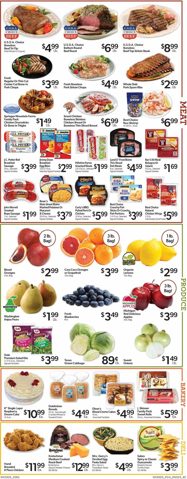 Woods Supermarket Ad from 01/25/2023