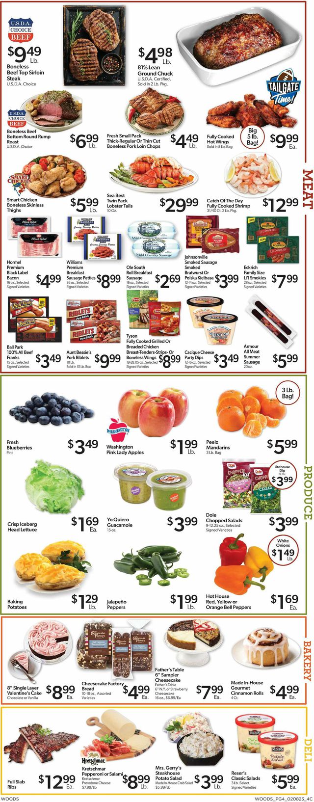Woods Supermarket Ad from 02/08/2023