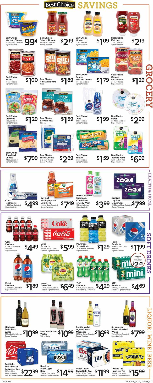 Woods Supermarket Ad from 02/15/2023